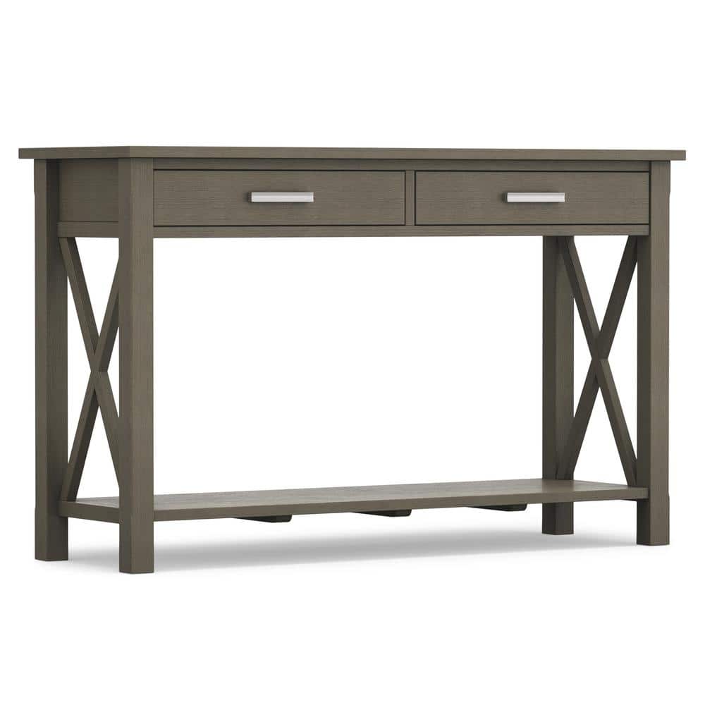 Contemporary Farmhouse Gray Wood Console Table with Storage