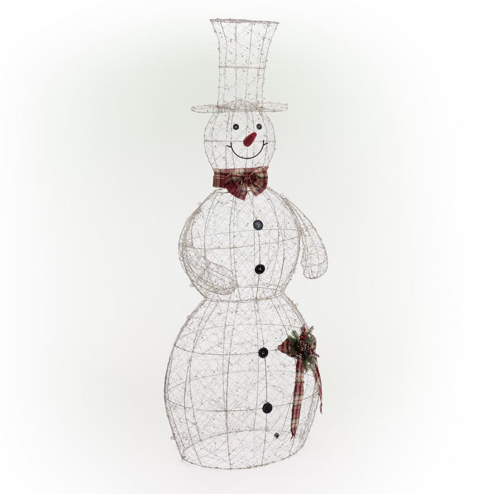 Alpine 71 in. Gold Wire Holiday Decor Snowman with Warm White LED
