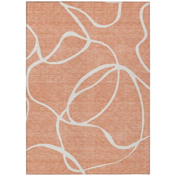 Chantille Machine Washable Indoor/Outdoor Abstract ACN999 Salmon 8 ft. x 10 ft. Area Rug