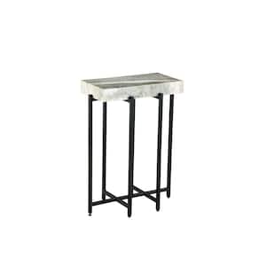 View Point 18 In. Gray and White Rectangular Genuine Marble Top Accent End Table