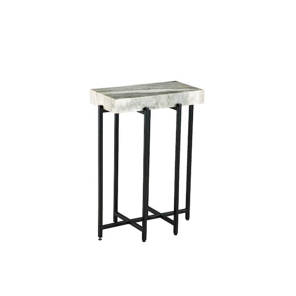 Martin Svensson Home View Point 18 In. Gray and White Rectangular Genuine Marble Top Accent End Table