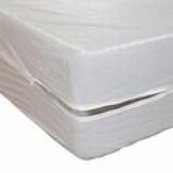 Twin White Vinyl Zippered Box Spring Mattress Protector