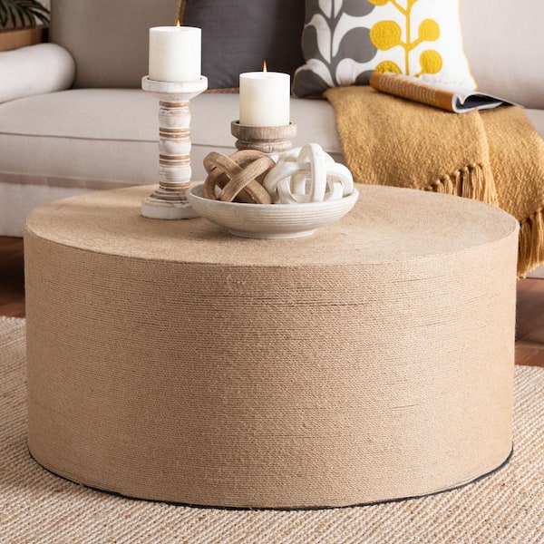 Lapis 35.3 in. Natural Brown Round Jute Coffee Table