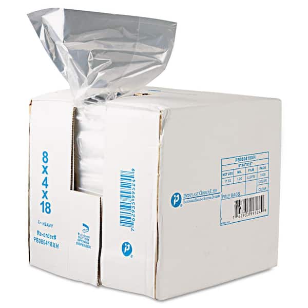 Inteplast Get Reddi Food & Poly Bag, 8 x 4 x 18, 8-Quart, 0.68 Mil, Clear, 1000/Carton