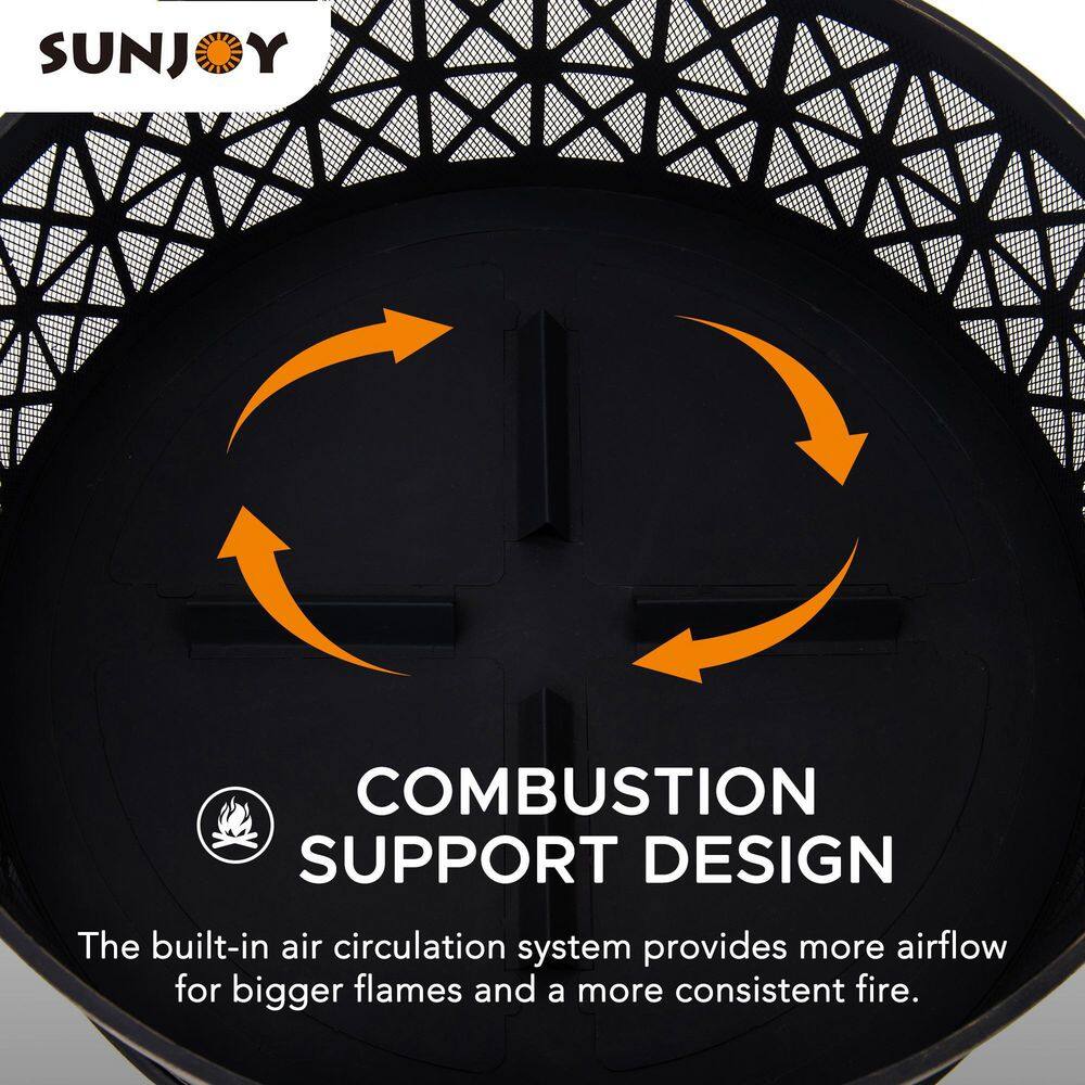 30 Inch Black Steel Outdoor Fire Pit with Spark Screen and Poker