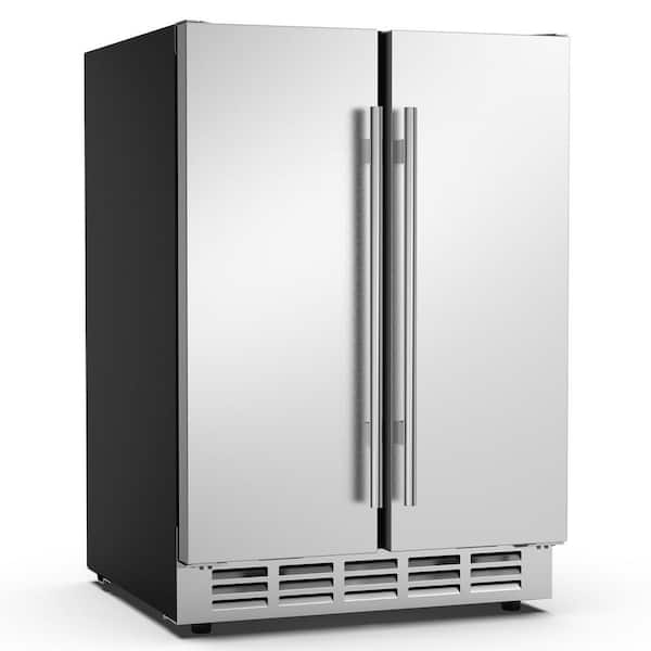 23.4 in. Dual Zone 20-Wine Bottles and 57-Cans Beverage and Wine Cooler in Silver