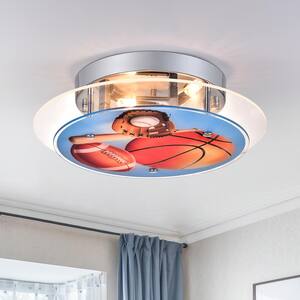11.8 in. 3-Light Blue Simple Circle Semi Flush Mount with Glass Shade