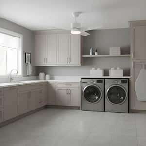 Fan Colgin 44 in. Matte White Modern Downrod Mount Standard Ceiling Fan with Integrated LED Light Kit and Remote