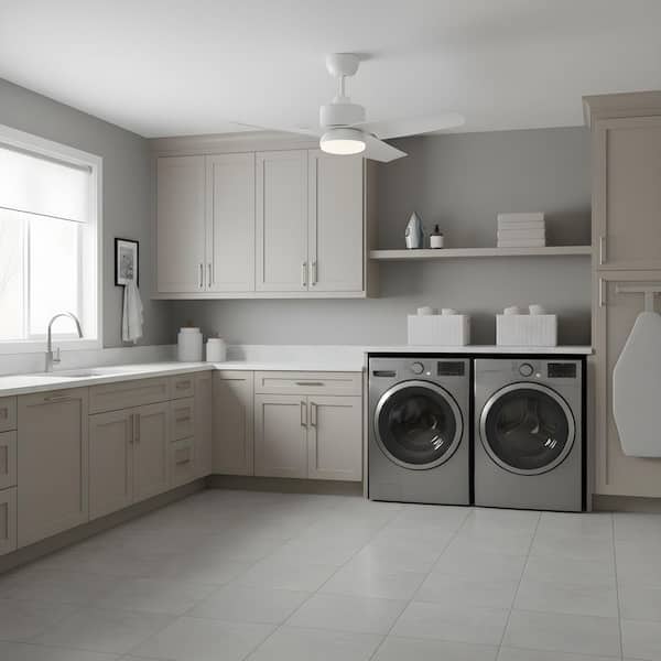 Colgin 44 in. Matte White Modern Downrod Mount StandardCeiling Fan with Integrated LED Light Kit and Remote