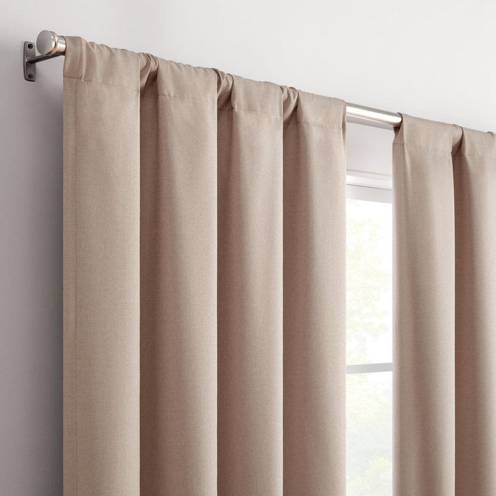 Natural Linen 84" Blackout Rod Pocket Curtain Panel