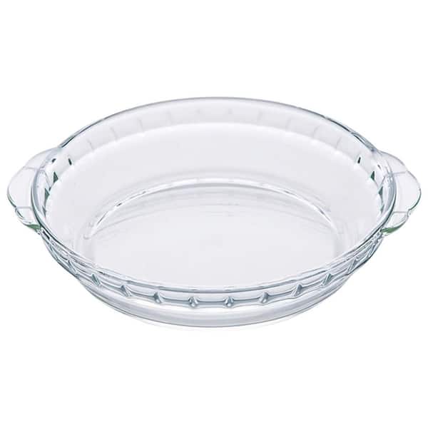 1 Pack Round Glass Pie Pan Baking Dish with Handles for Apple Pie Pumpkin Pie Salads Oven Safe Clear