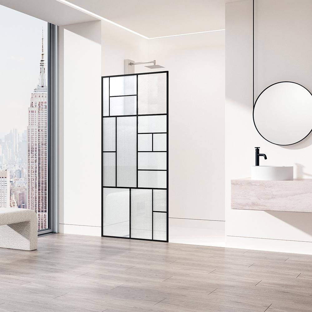 Meridian Matte Black Framed Shower Screen with Mixed Glass