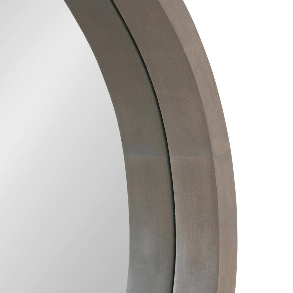 22" Gray Round Wood Frame Wall Mirror