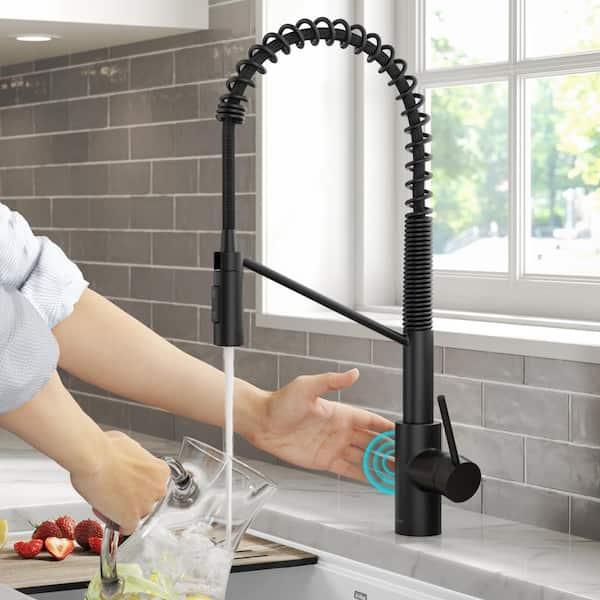 Oletto Touchless Sensor Commercial Pull-Down Single Handle Kitchen Faucet in Matte Black