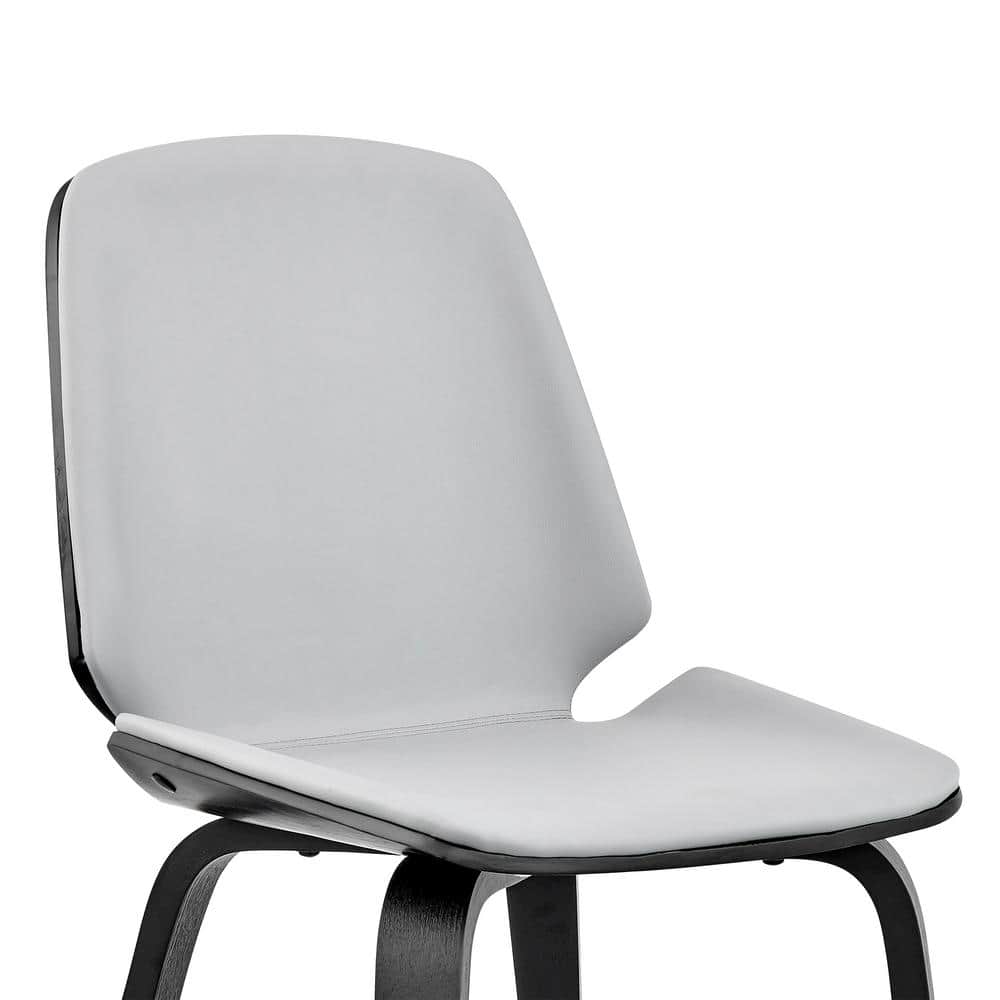 Elevated Gray Faux Leather Side Chair with Black Wooden Legs