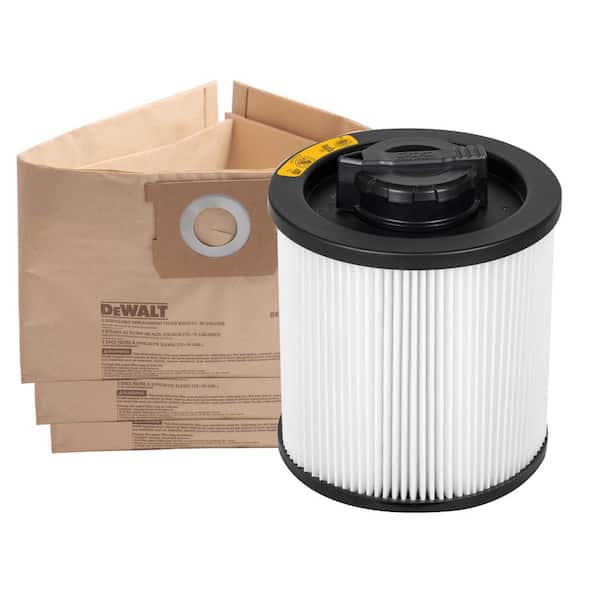 DEWALT 3-Pack Disposable Bag and Standard Cartridge Filter Combo Pack for 12-16 Gallon Wet/Dry Vacuums
