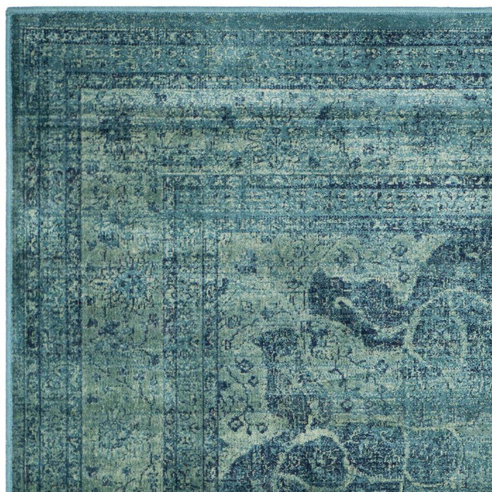 Hand-Knotted Blue Viscose Square Area Rug