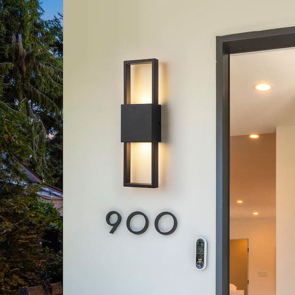 EDISLIVE Barry 4.33 in. 2-Light 10-Watt Black Modern Integrated LED Outdoor Wall Lantern Sconce