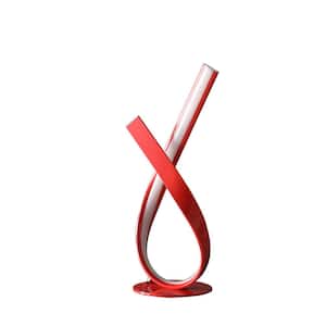 17 in. Ribbon Bow LED Metal and Red Table Lamp