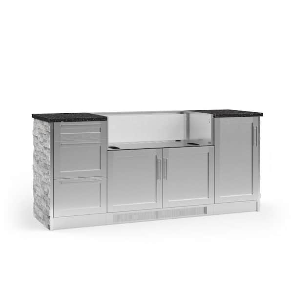 NewAge Products Signature Series 79.16 in. x 25.5 in. x 37 in. 8-Piece Outdoor Kitchen Cabinet Set with 40 in. Grill Cabinet