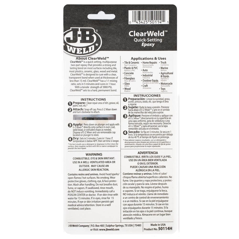 J B Weld 0 47 Oz Clearweld h The Home Depot