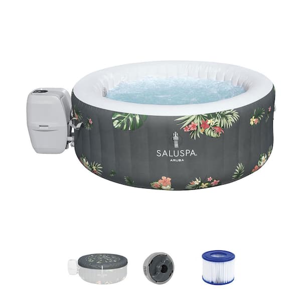 Bestway Aruba SaluSpa 3-Person 110-AirJets Inflatable Round Hot Tub, Gray