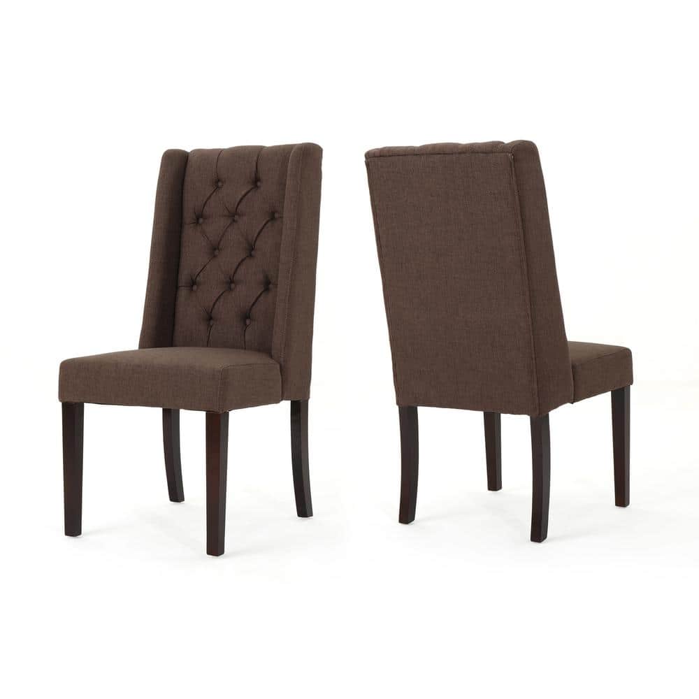 Blythe Dark Brown Fabric Dining Chairs (Set of 2)