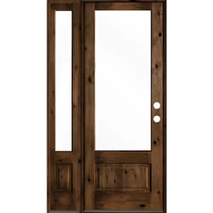 50 in. x 96 in. Knotty Alder Left-Hand/Inswing 3/4-Lite Clear Glass Provincial Stain Wood Prehung Front Door with LSL