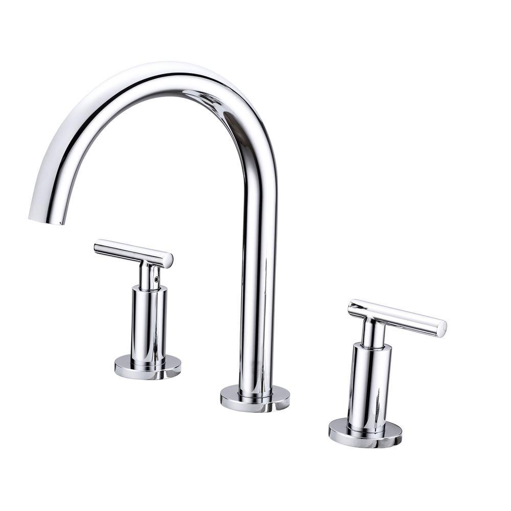 Nestfair Double Handle Bridge Kitchen Faucet in Stainless Steel Chrome ...