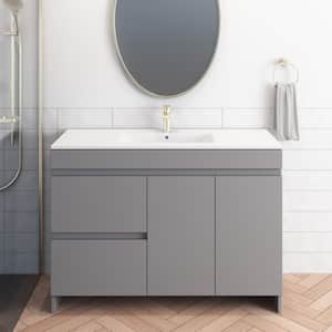 Mace 48 in. W x 18 in. D x 34 in. H Bath Vanity in Gray with White Ceramic Top and Left-Side Drawers