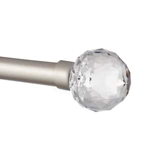 Crystal Ball 66 in. - 120 in. Adjustable 1 in. Single Curtain Rod Kit in Matte Silver with Finial