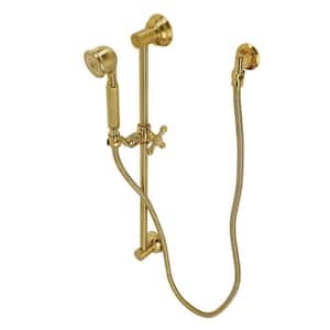 Made to Match Single-Handle 1-Spray Shower Combo in Brushed Brass with Slide Bar
