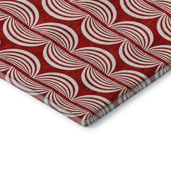 Mayfield Premium Machine Washable Abstract AMF1055 Red 2 ft. 3 in. x 7 ft. 6 in. Runner Rug