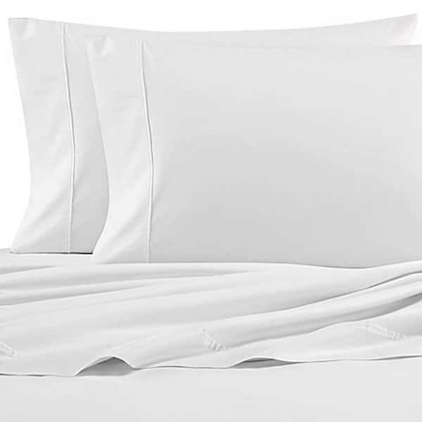 Solid 4-Piece White Percale Cotton Full Sheet Set