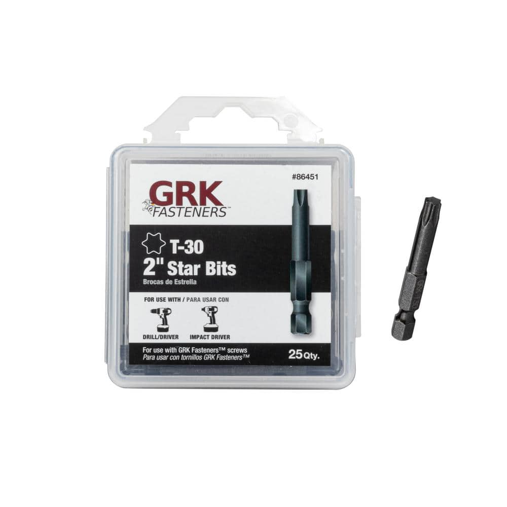 GRK Fasteners T-30 x 2 in. Steel Star Drive Bits (25-Per Pack) 86451 ...