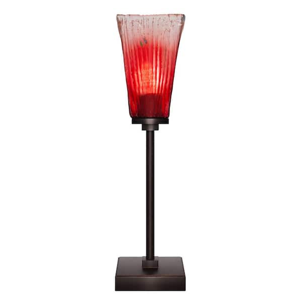 Unbranded Quincy 18.25 in. Dark Granite Accent Lamp with Glass Shade