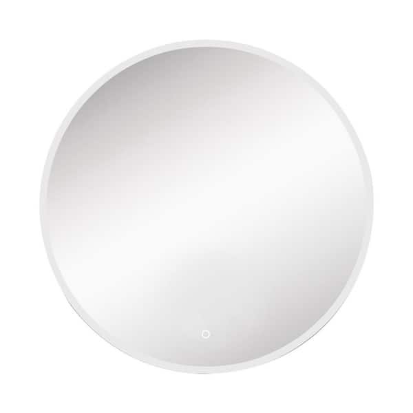 cadeninc 35.43 in. W x 35.43 in. H Round Frameless Anti-Fog Dimmable LED Lighted Wall-Mounted Bathroom Vanity Mirror
