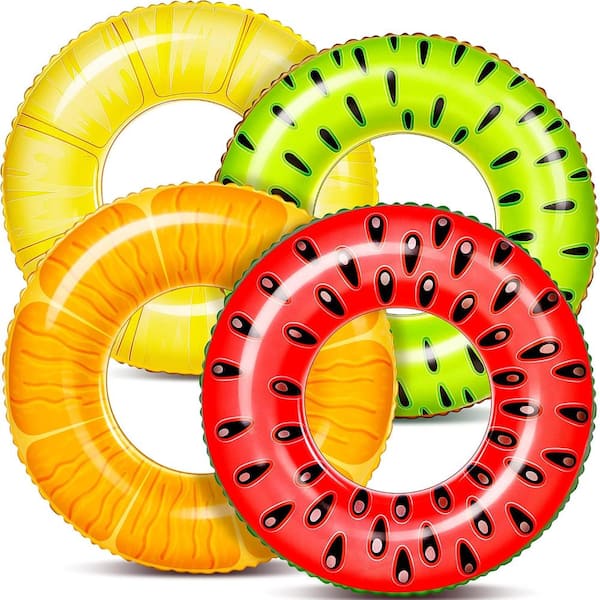 4-Pack Premium Inflatable Fruit Pool Floats for Kids & Adults
