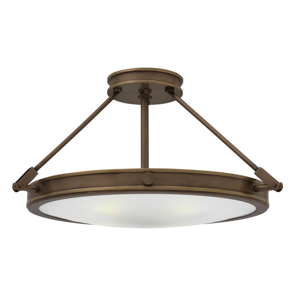 HINKLEY Collier 22 in. 4-Light Light Oiled Bronze Semi-Flush Mount ...