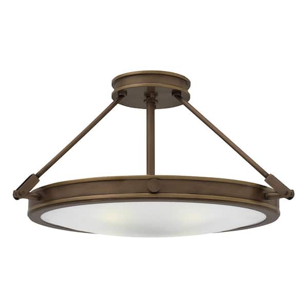 HINKLEY Collier 22 in. 4-Light Light Oiled Bronze Semi-Flush Mount