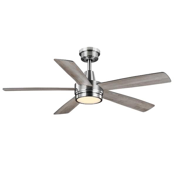 Fanelee 54 in. White Color Changing LED Brushed Nickel Smart Ceiling Fan with Light Kit and Remote Powered by Hubspace