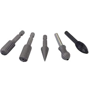 5-Pieces 1/4 in. Shank Rotary File Asst