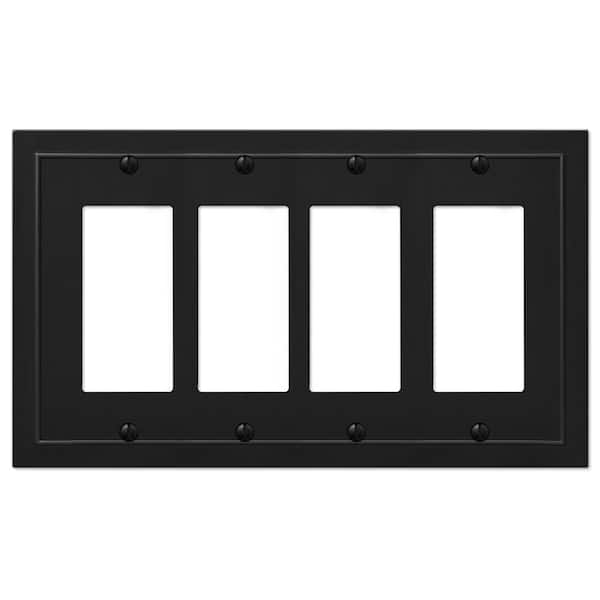 AMERELLE Bethany 4 Gang Rocker Metal Wall Plate - Black