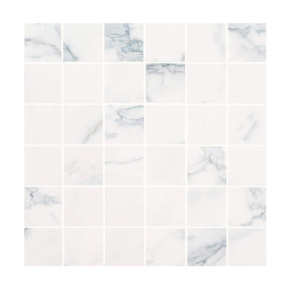 Michella Calacatta Isla 2 in. Square 12in. x 12in. x 0.39in. Matte Porcelain Floor and Wall Mosaic Tile (10 sq.ft./Case) price history on PriceWatchPro