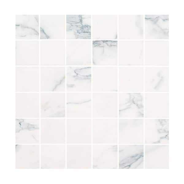 Michella Calacatta Isla 2 in. Square 12in. x 12in. x 0.39in. Matte Porcelain Floor and Wall Mosaic Tile (10 sq.ft./Case)