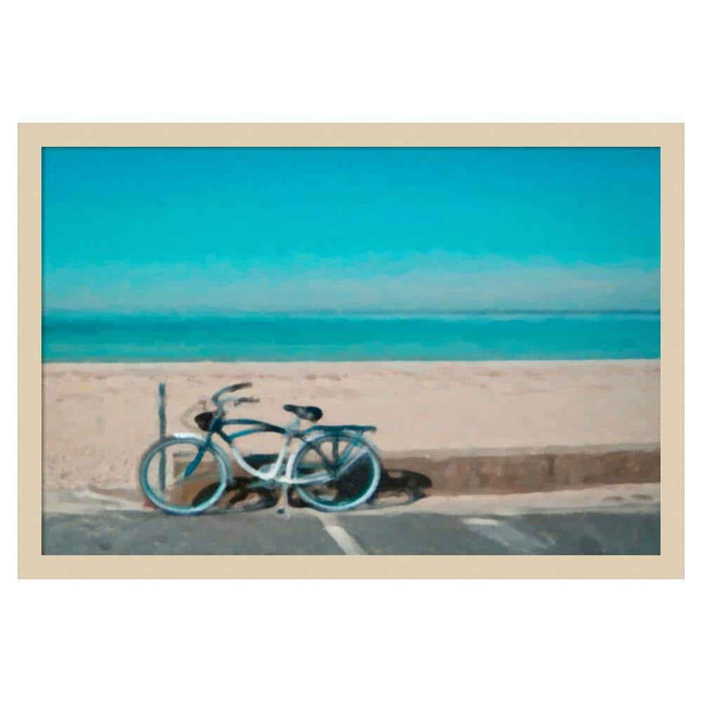 Svelte Natural Framed Scenic Beach Bicycle Graphic Art Print