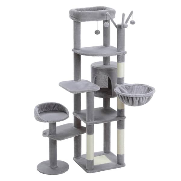 canadine 59 in. Cat Tree Tall Cat Tree for Large Cat Multi-Level Cat Tower Grey
