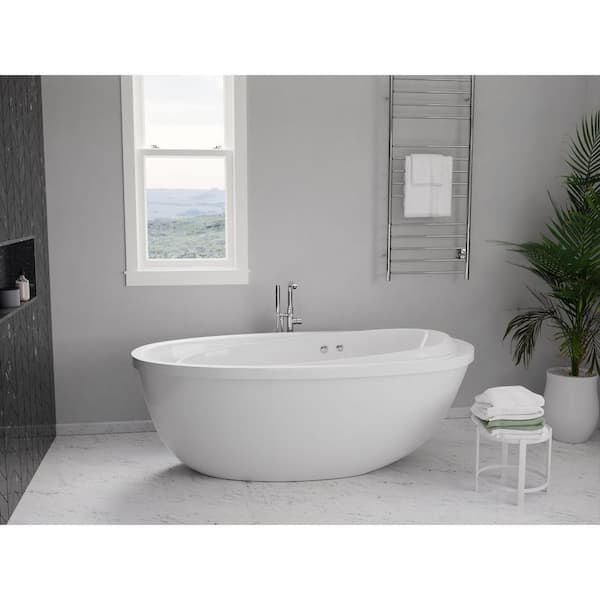 Anzzi Sofi 5.6 ft. Center Drain Whirlpool and Air Garden Tub with Jets in  White