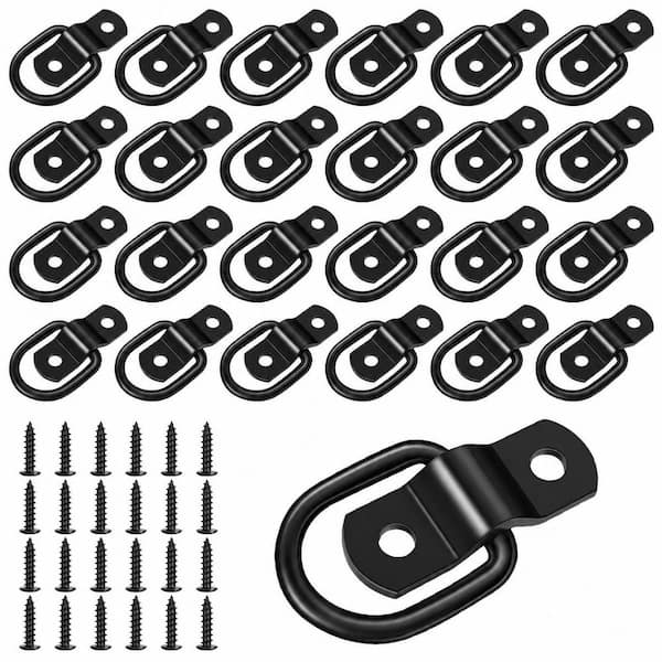 24-Pack 1/4 in. Steel Tie Down Anchors Heavy Duty Trailer D-Rings for Truck Bed, Cargo, Boat, Flatbed, RV