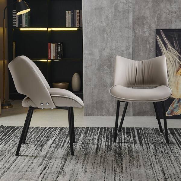 THE RIGHT PATH Set of 2 Grey Modern Minimalist Dining Chairs for Home Use 411 CY2